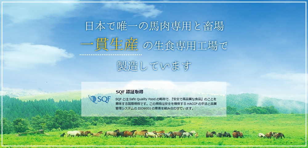 日本で唯一の馬肉専用と畜場一貫生産の生食専用工場で製造しています